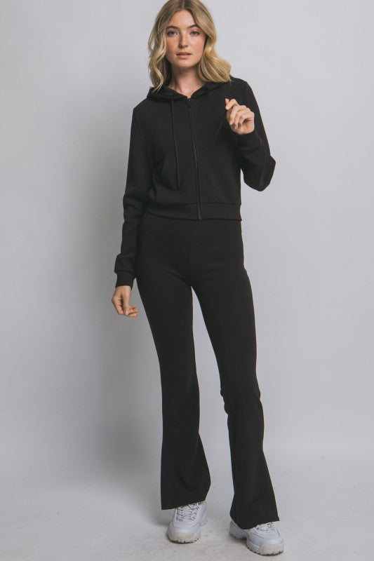 Fitted Zip Up Buttery Soft Hoodie(BLACK)