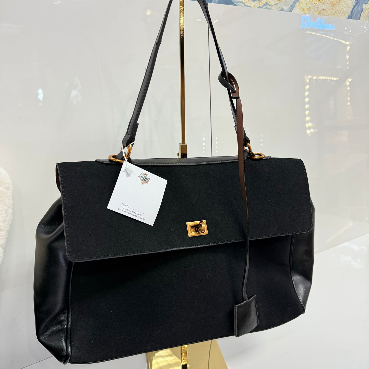 Black suede shoulder bag