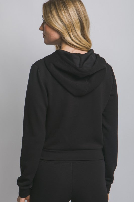 Fitted Zip Up Buttery Soft Hoodie(BLACK)