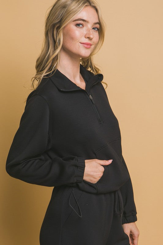 ALL BLACK HALF ZIP Jacket✨
