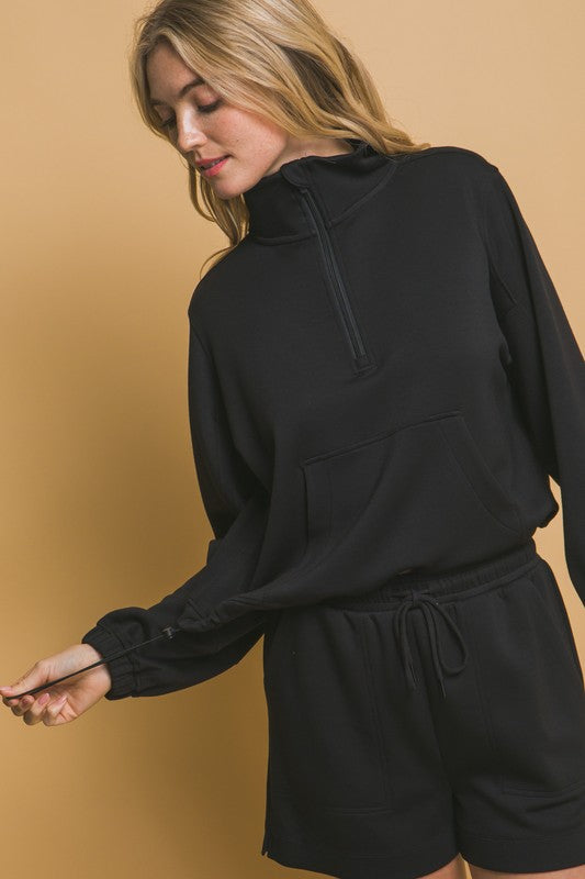 ALL BLACK HALF ZIP Jacket✨