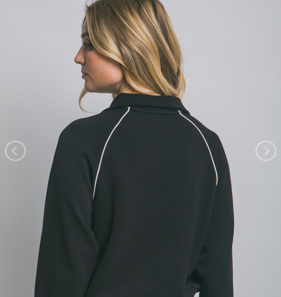 Black Half Zip White Piping Jacket✨