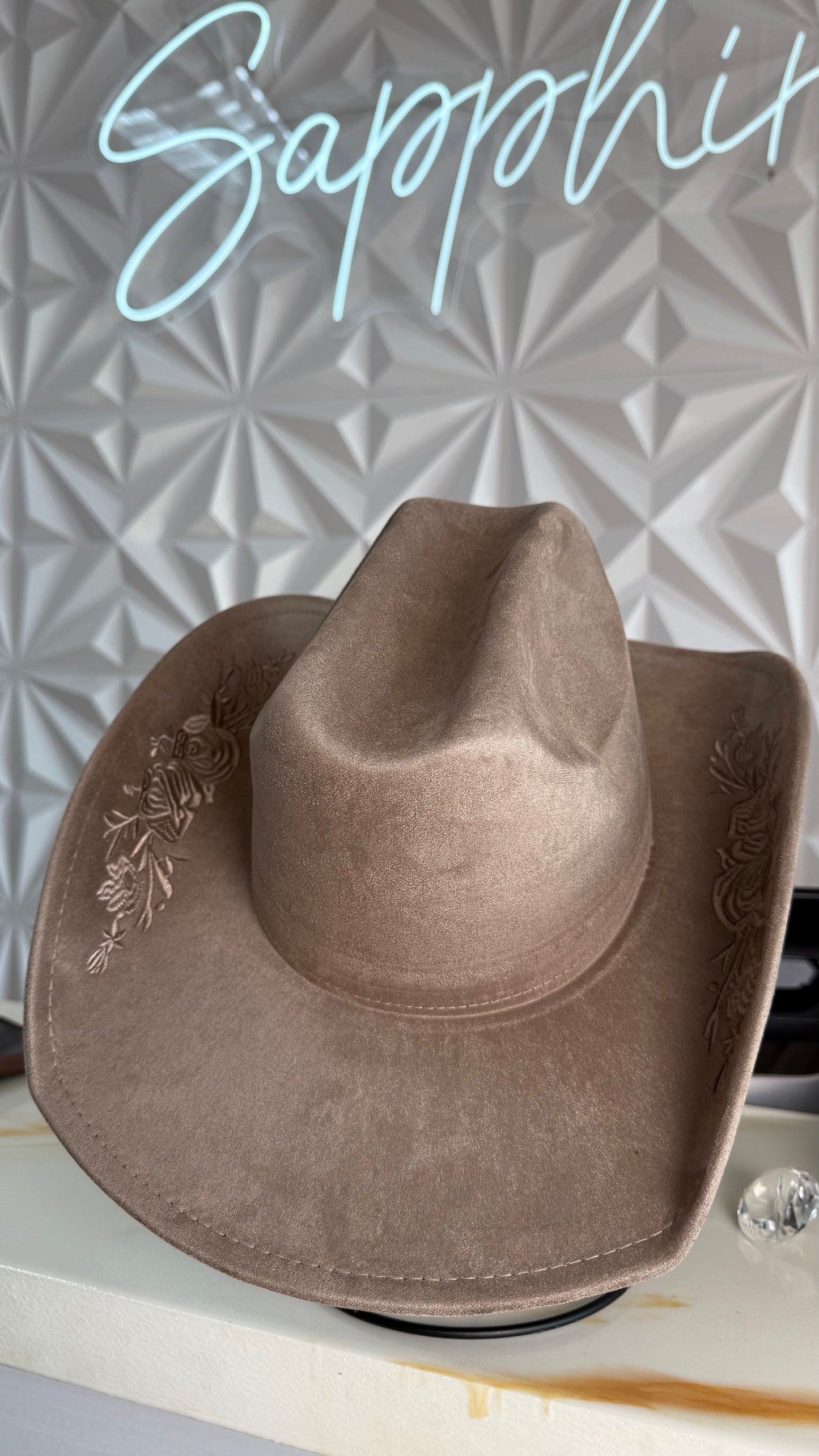 Beige floral Cowboy hat