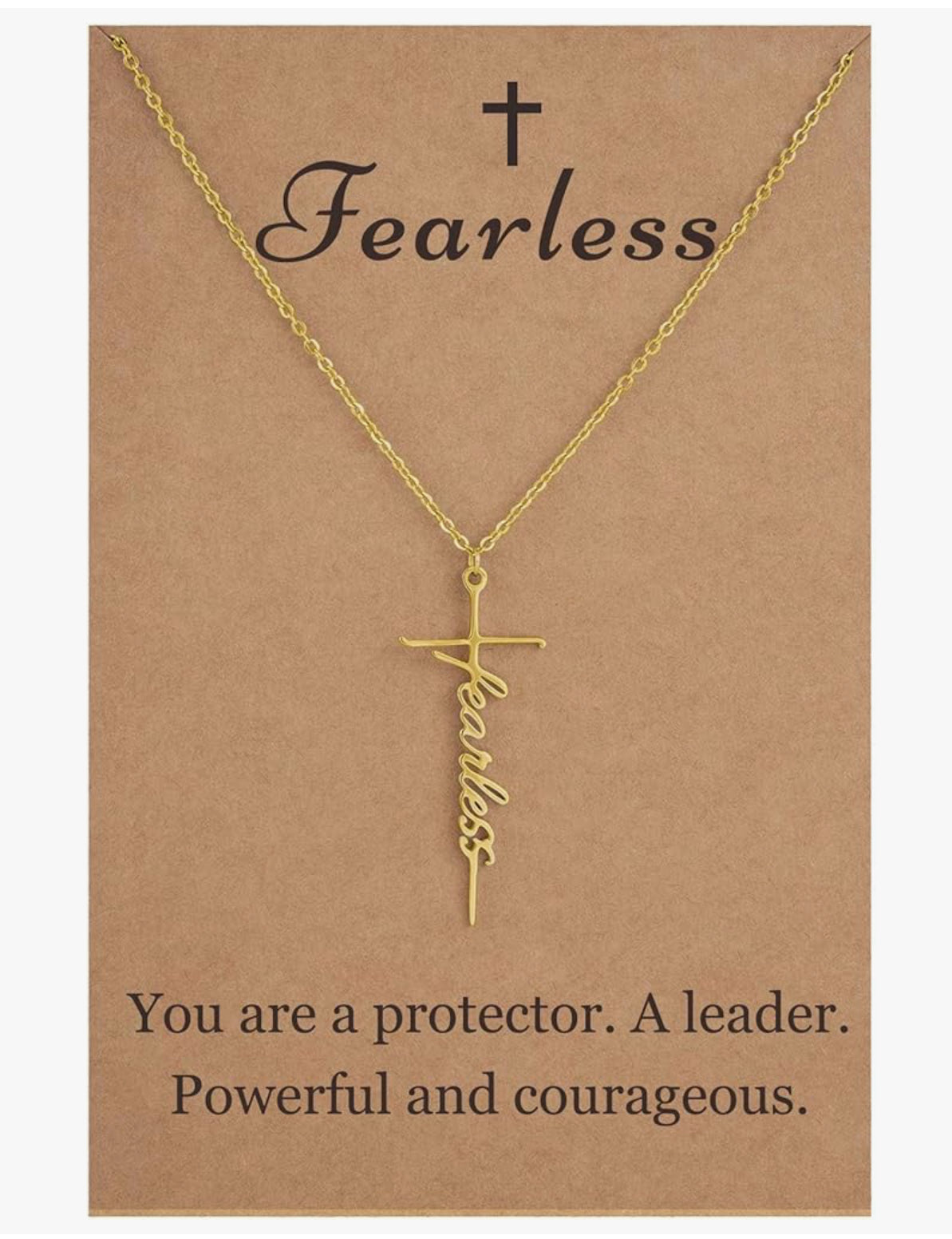 GOLD Fearless Cross Necklace