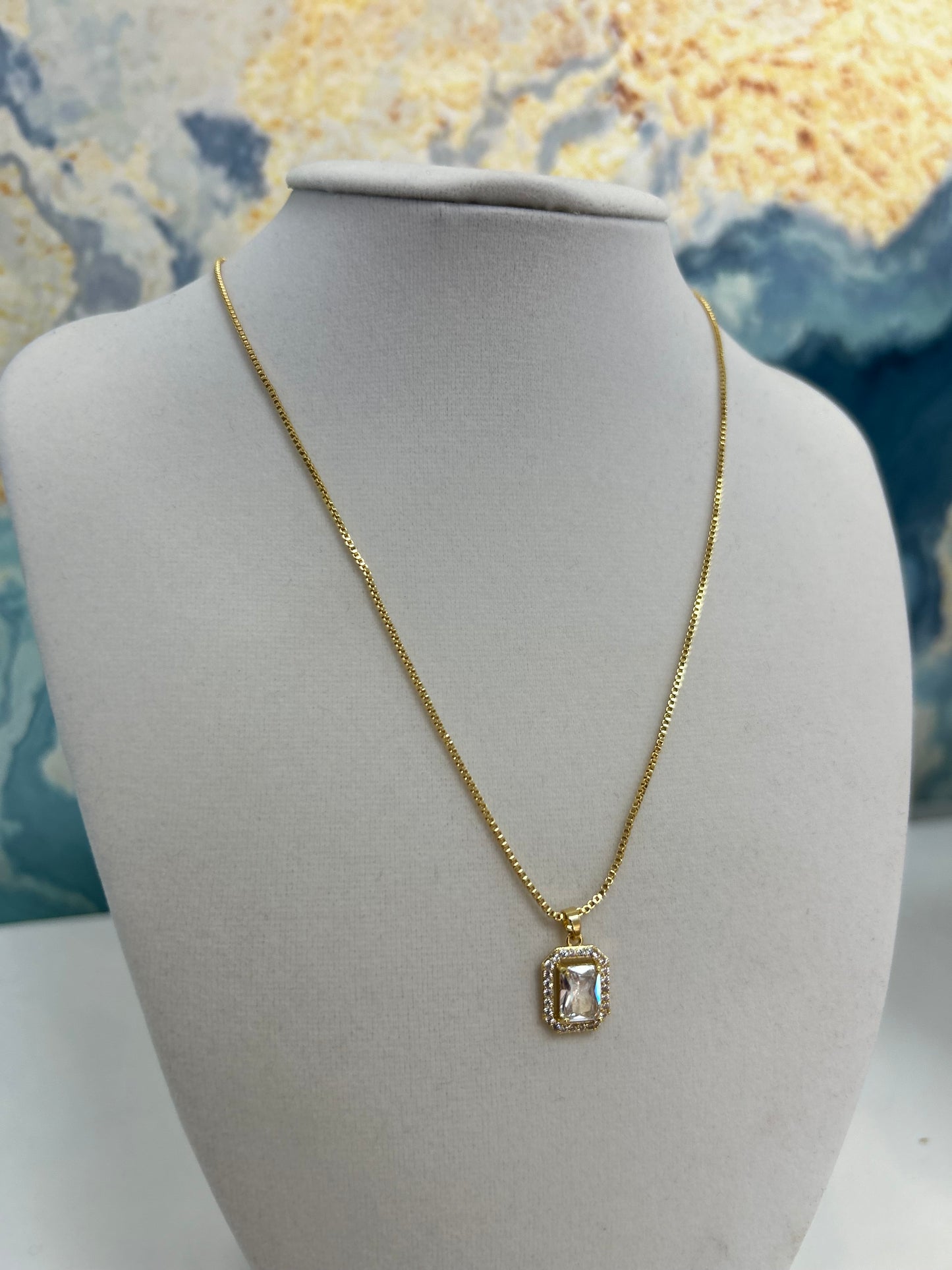 Square diamond necklace