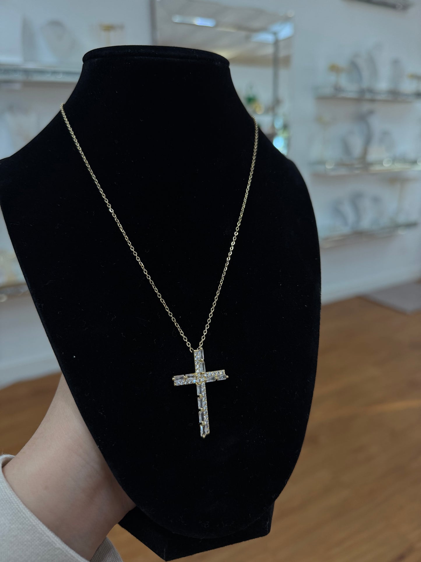 Crystals cross necklace