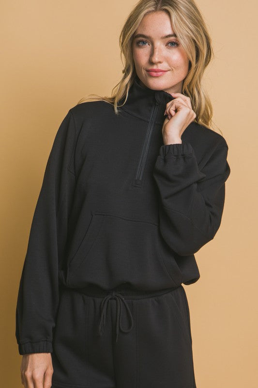 ALL BLACK HALF ZIP Jacket✨