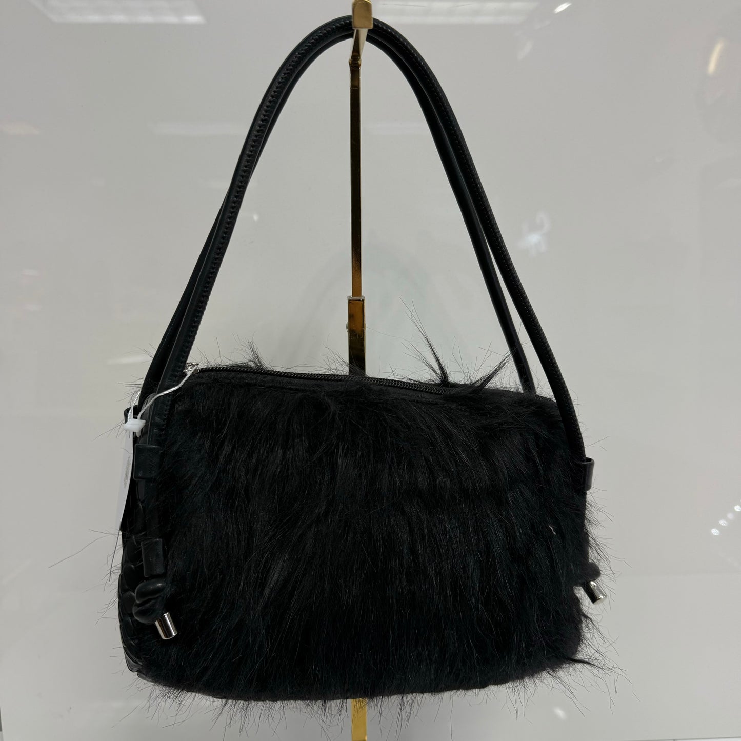 Fuzzy black shoulder bag