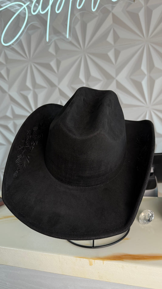 Black floral Cowboy hat