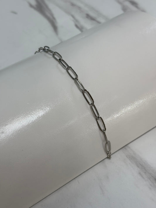 Silver L link anklet