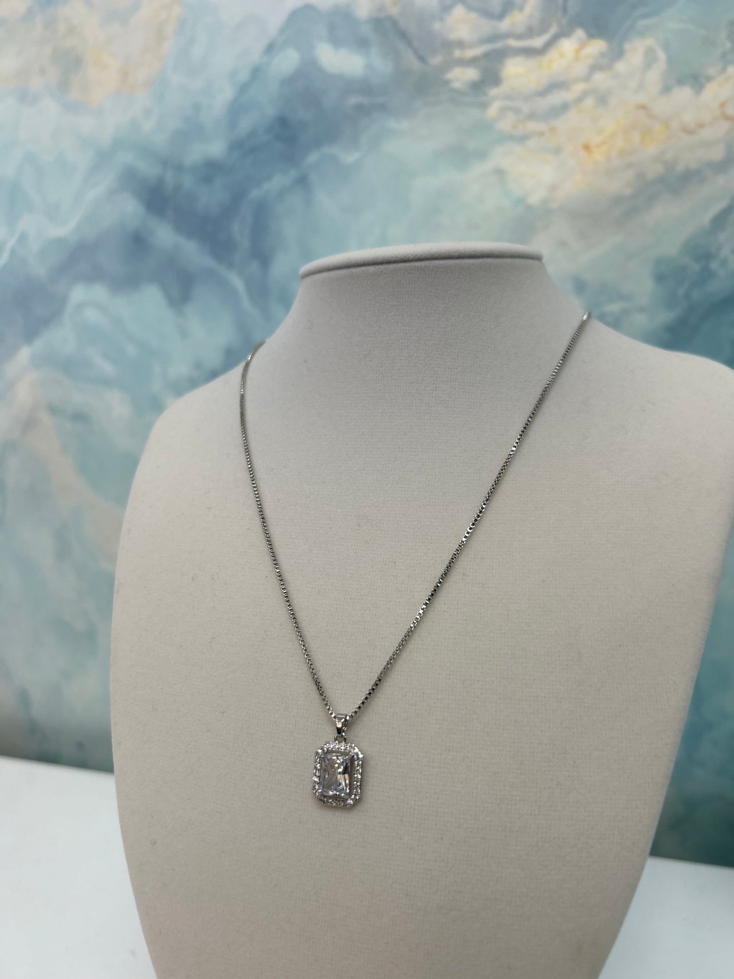 Square silver necklace