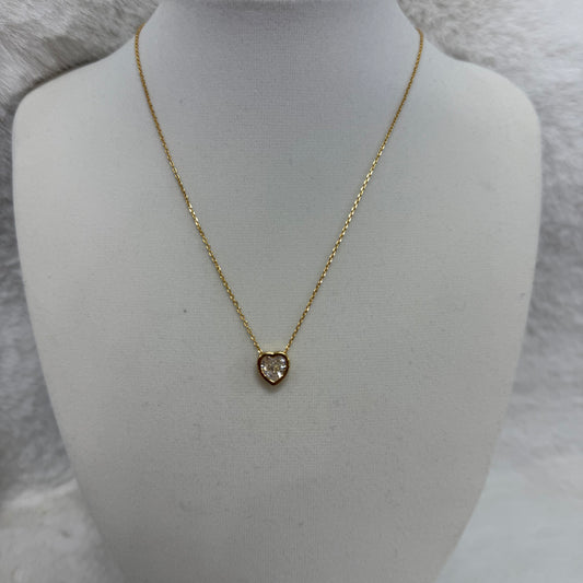 Gold crystal heart necklace