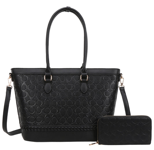 Black Leather C Tote Bag✨