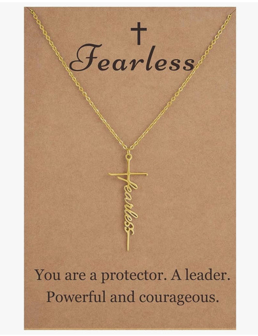 GOLD Fearless Cross Necklace