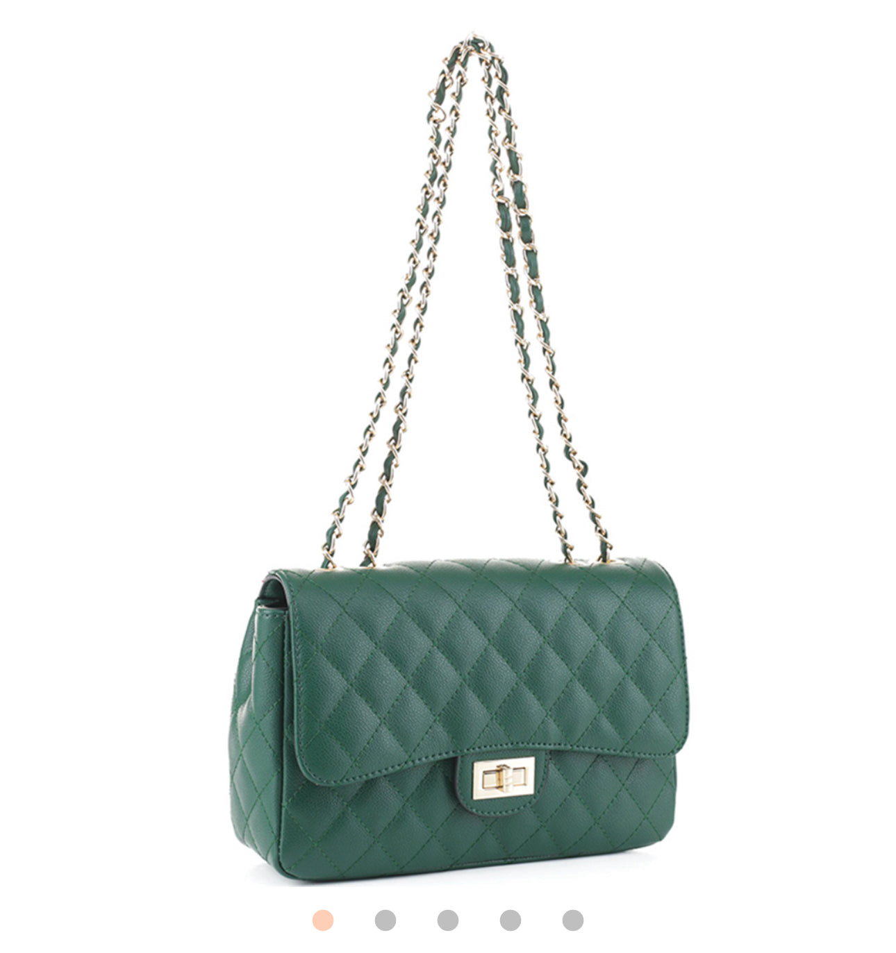 Dark Green ‘C’ insp Quilted Purse