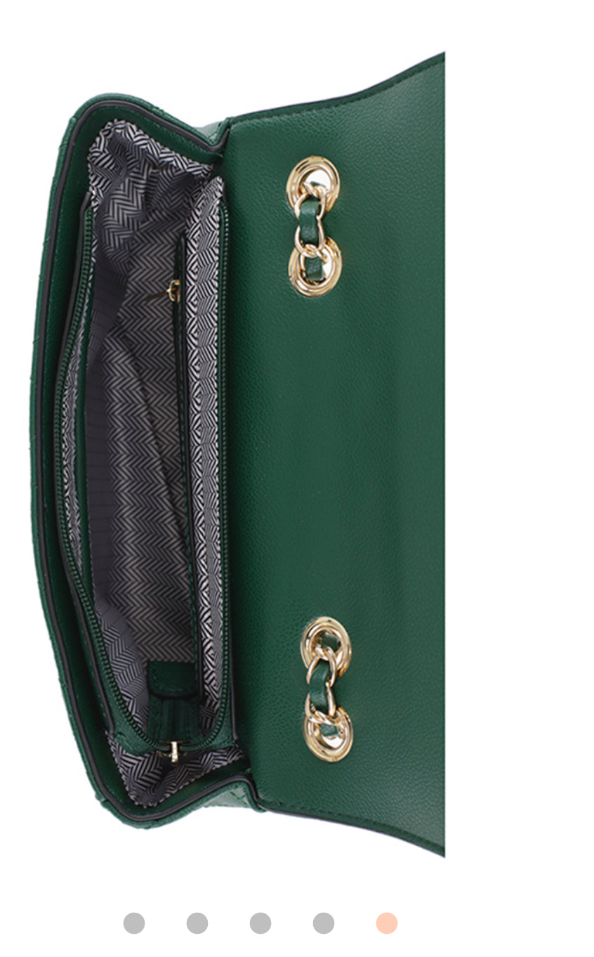 Dark Green ‘C’ insp Quilted Purse