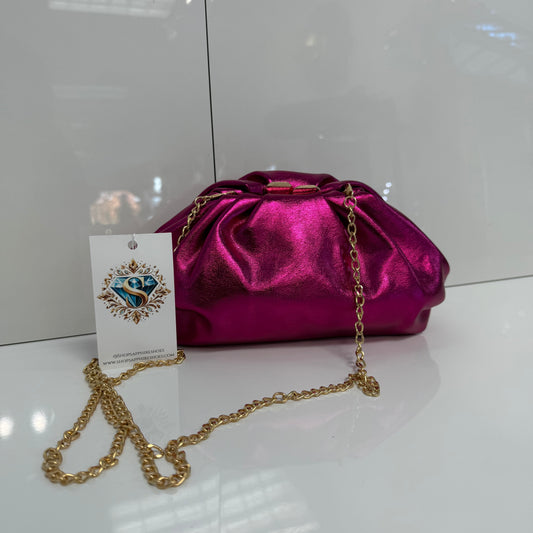 Pink clutch (gold chain)