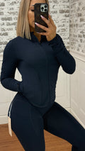 Navy Blue Sculpt Zip up✨