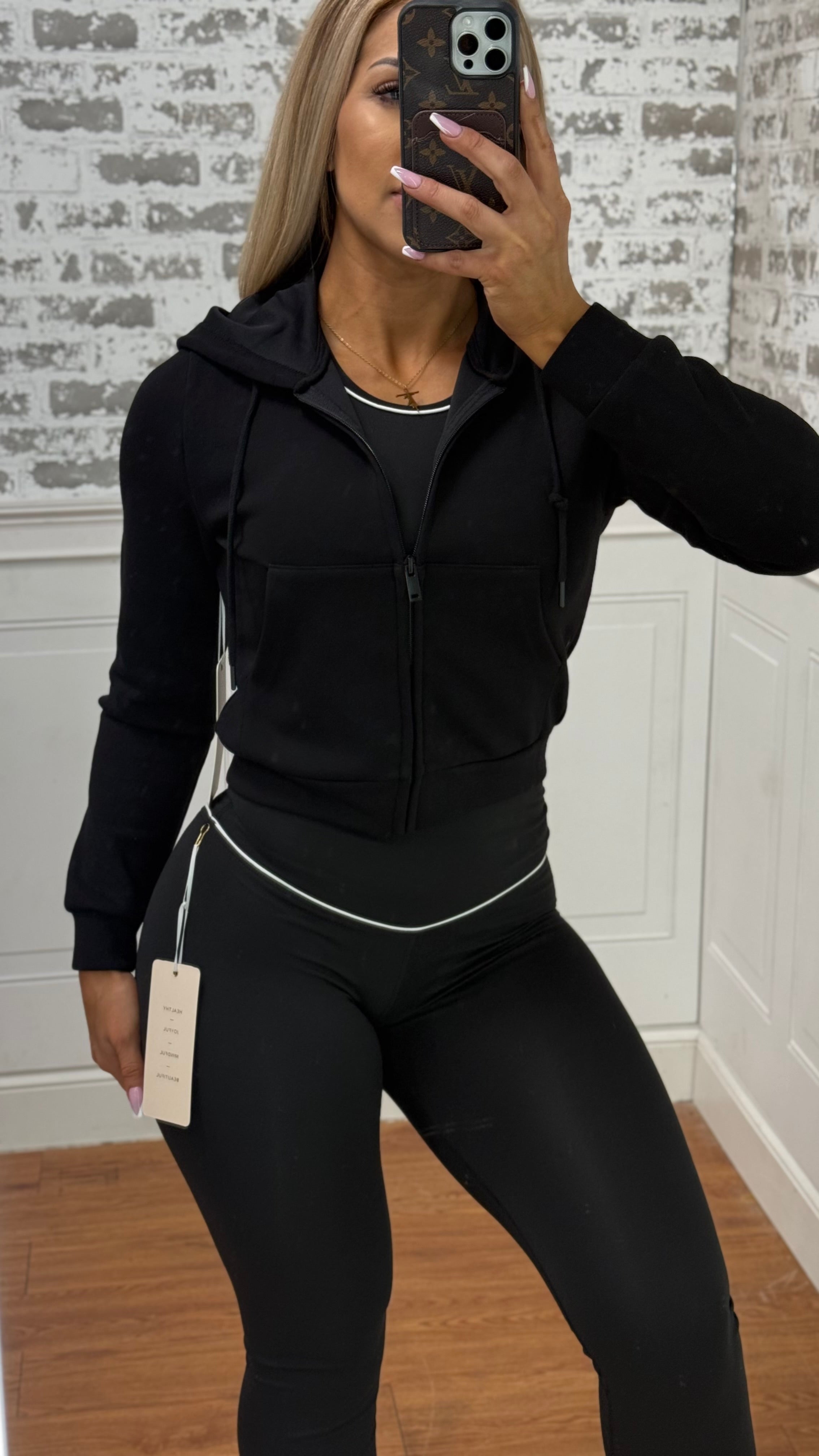 Black Fitted Zip Up Hoodie✨