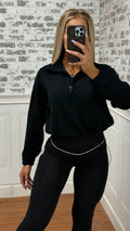 Black Half Zip w/Snatched Waist✨