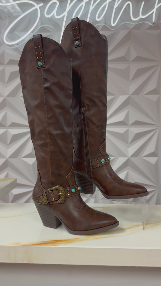 Brown & Turquoise Cowgirl Boots✨